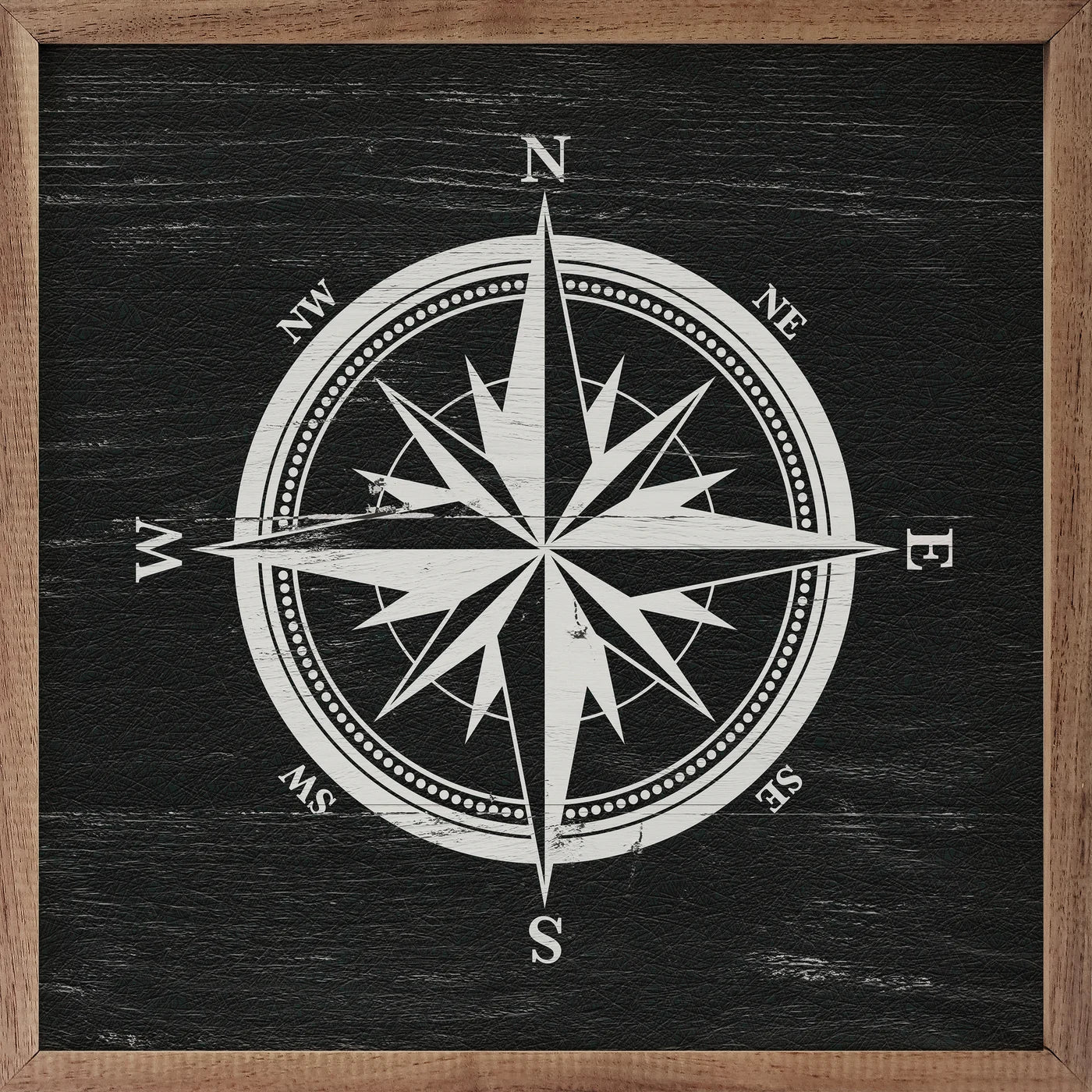 Compass Wood Framed Print - Vintage Nautical Wall Art Decor for Living Room, Office & Bedroom - Perfect Home & Gift Idea