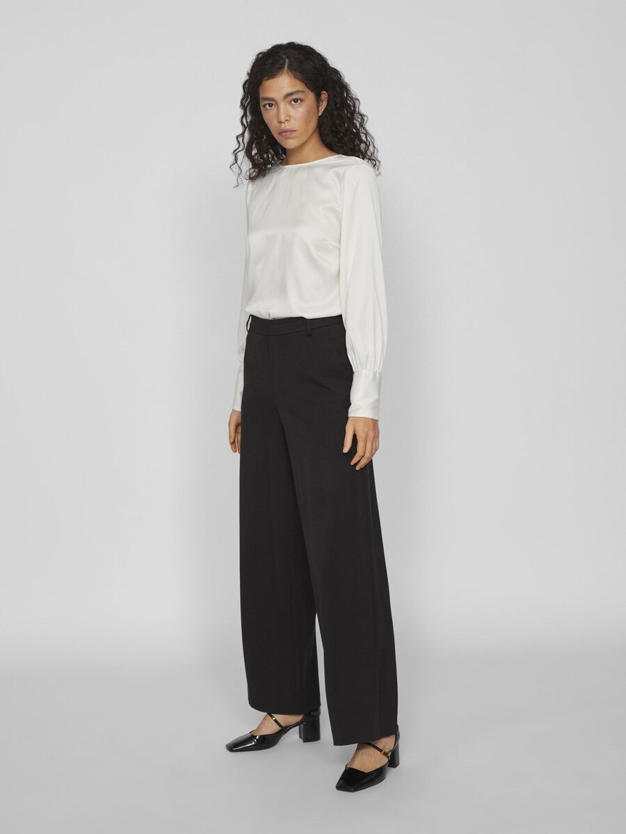 MARCA Women's Draped Back Long Sleeve Blouse in Birch - Elegant Office Wear & Casual Outfit for Fall Fashion