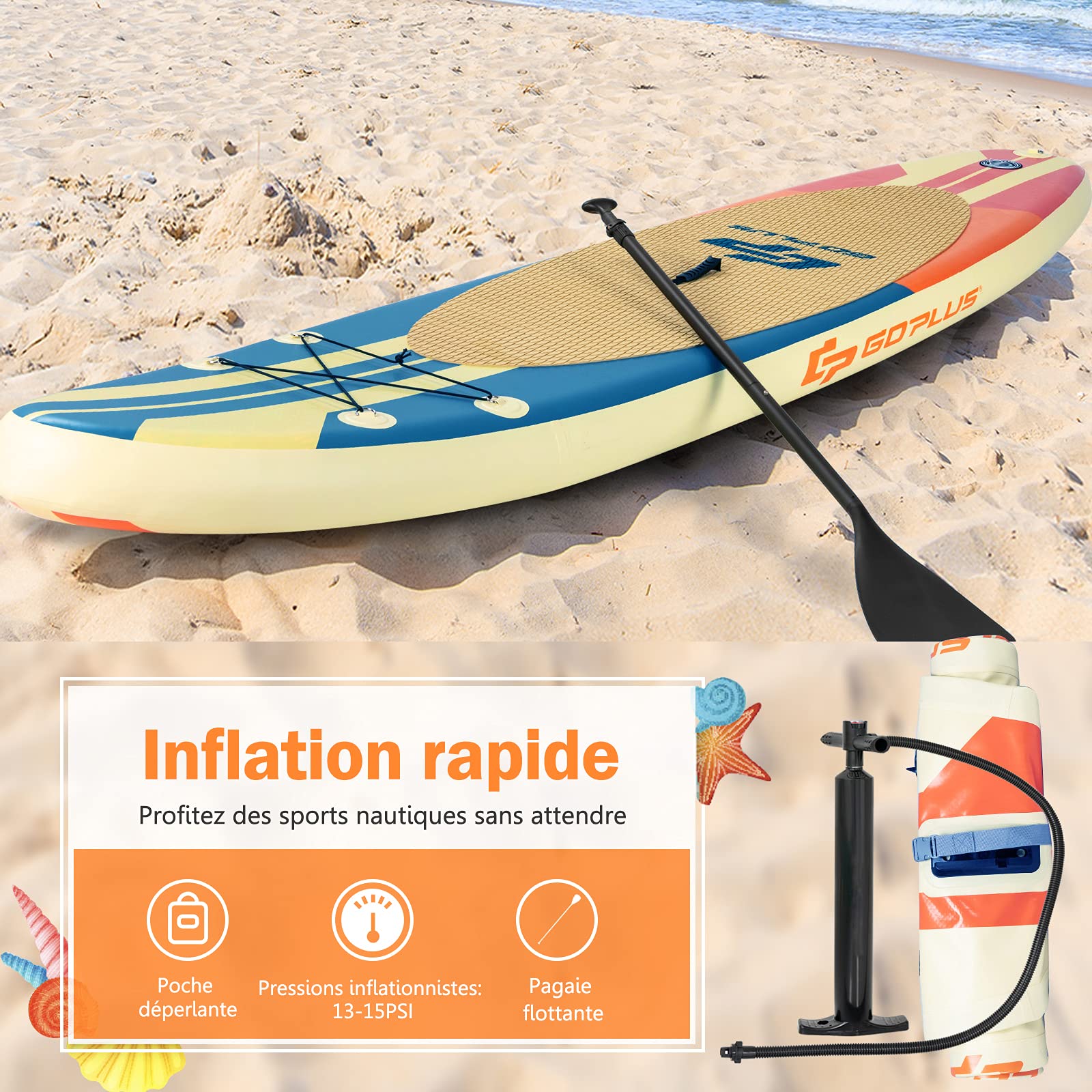 COSTWAY Inflatable Stand Up Paddle Board with Complete Accessories & Carry Bag | Non-Slip Deck for Paddling, Surfing, Fishing & Water Yoga | 297-335cm Multiple Sizes | Perfect for Lakes, Rivers & Ocean Recreation