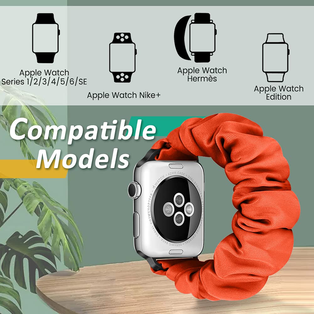 Tiptops 3 Pack Apple Watch Bands Scrunchies 38mm-49mm - Soft Fabric Elastic Wristbands for Women, Compatible with iWatch Ultra 2, Series 10/9/8/7/6/5/4/3/2/1/SE - Stylish Printed Straps for Workouts, Running & Everyday Wear
