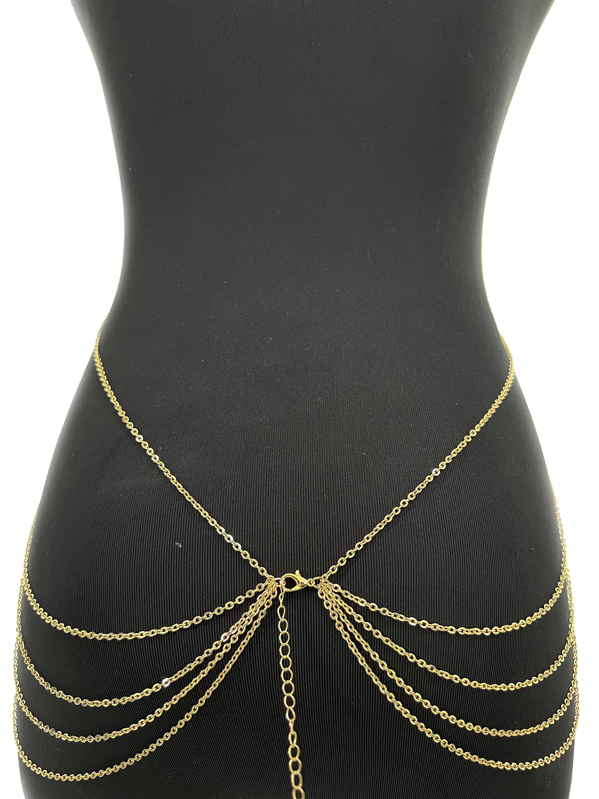 Sexy Layered Tassel Belly Chain Body Jewelry - Gold Tone Waist Necklace for Women, Bikini Beach Party & Nightclub Outfit Accessory | Perfect for Summer Vacations, Music Festivals and Boho Fashion Styles