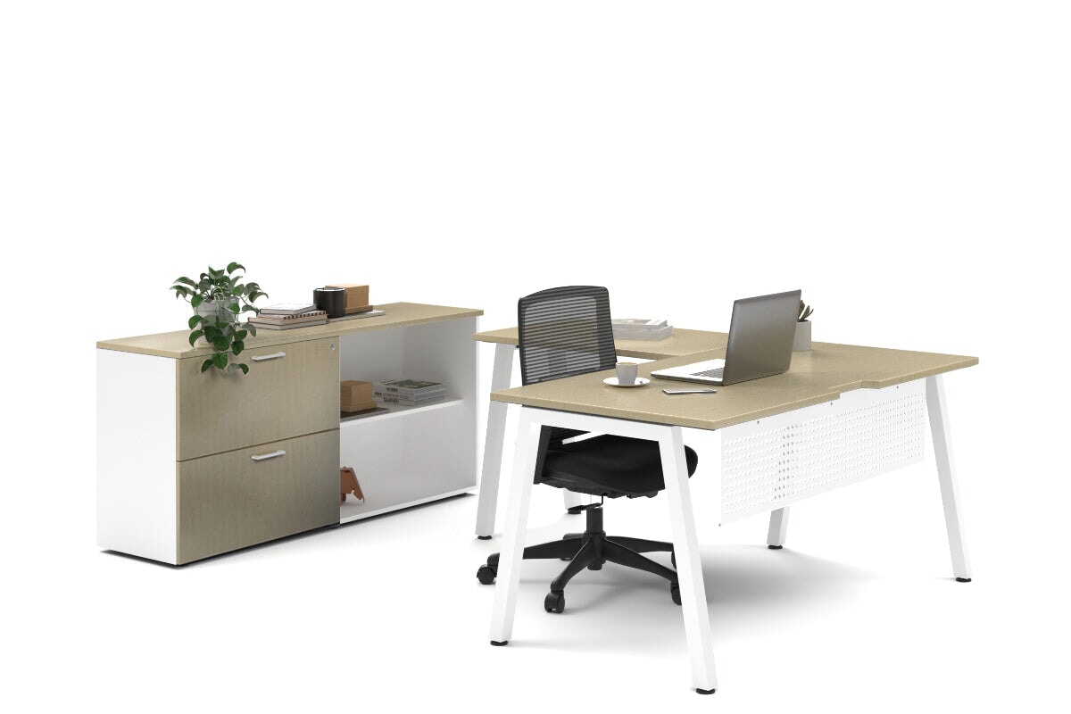 Quadro A Legs L-Shaped Executive Desk with White Legs [1600L x 1700W] - Perfect for Home Office & Modern Workspace Setup