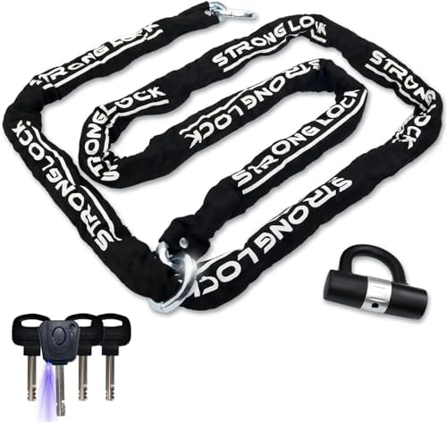AKM 10ft/300cm x 10mm Heavy Duty Motorcycle Chain Lock - Anti-Theft Security Bike Lock with 16mm U Lock & 4 Keys - Super Long Durable for Motorcycles, Bicycles, Trailers, Containers - Perfect for Outdoor Parking, Storage Security & Travel Protection