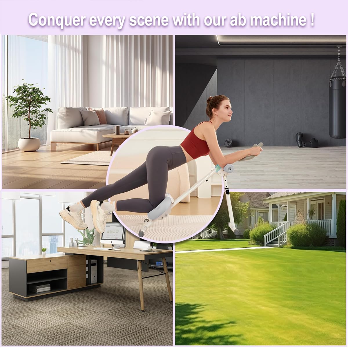 Adjustable Ab Machine for Home Gym - Foldable Abdominal Trainer with LCD Monitor for Core & Stomach Workout | Perfect for Home Fitness, Office Exercise & Small Spaces