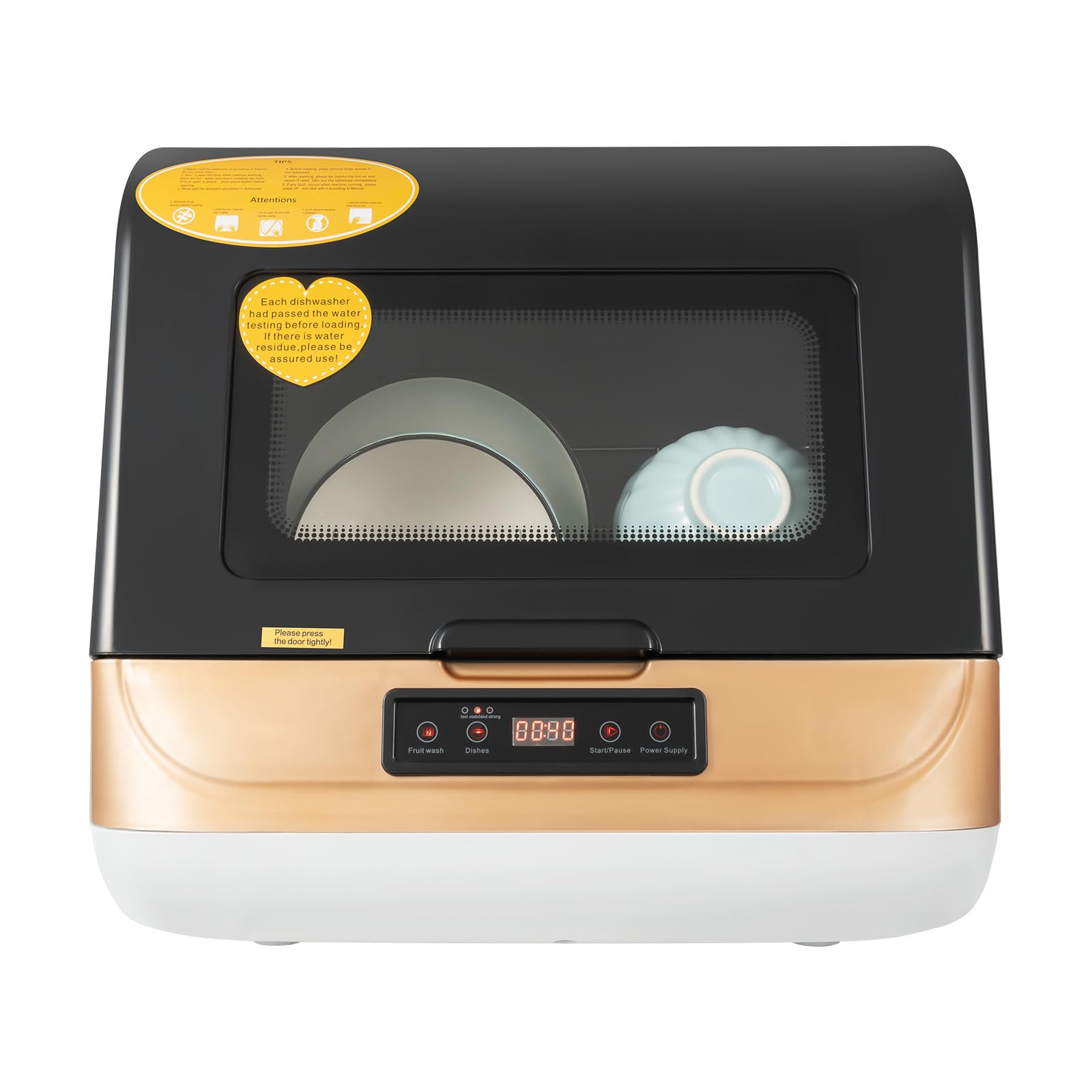Portable Mini Dishwasher 3-in-1 Countertop Dishwasher with Water Hose - Compact Tabletop Dish Washing Machine for Dishes, Knives, Forks - Perfect for Small Kitchens, Apartments, RVs & Dorm Rooms