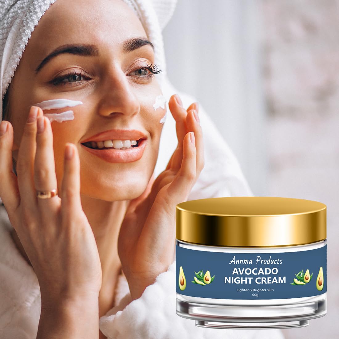 Annma Avocado Night Cream - Anti-Aging, Deep Nourishing & Brightening Face Moisturizer for Women | 50g | Perfect for Dry Skin & Nighttime Skincare Routine