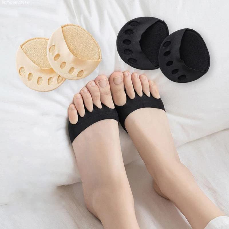 Bonzella Forefoot Pads for High Heels - Non-Slip Metatarsal Cushions for Women & Men, Reusable Honeycomb Fabric Toe Socks (2 Pairs) - Perfect for Pain Relief in Stilettos, Pumps & Dress Shoes
