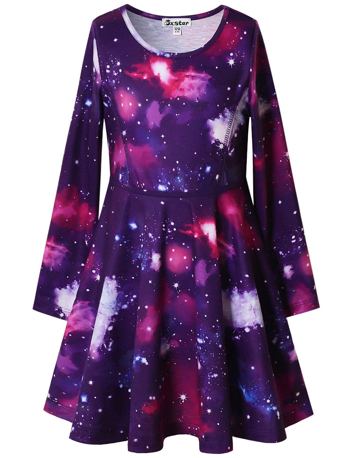 Jxstar Girls Long Sleeve Twirl Swing Dress - Winter & Fall Kids Clothing for School, Party & Holiday Outfits