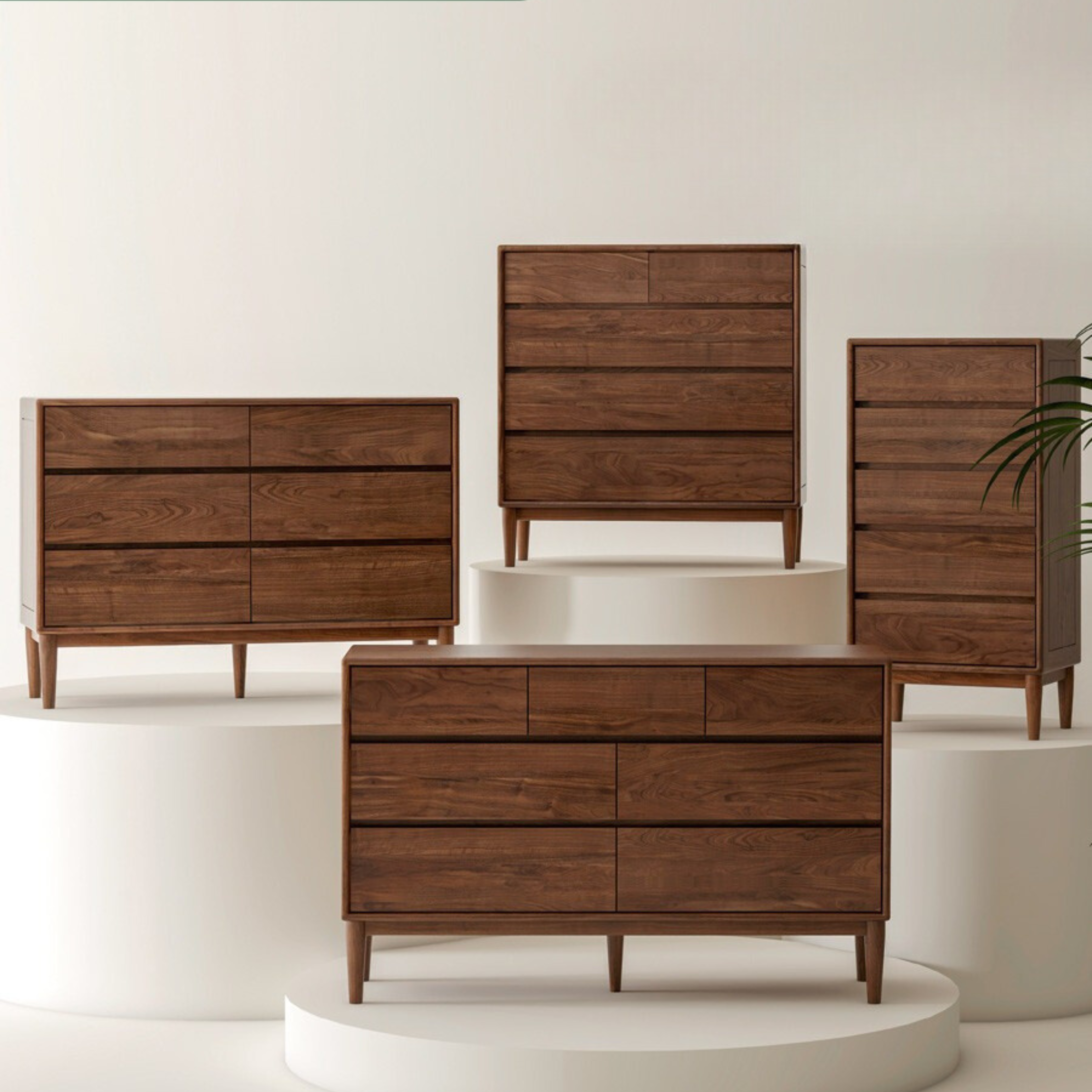 Premium Black Walnut & Ash Solid Wood Dresser - 5-Drawer Storage Chest for Bedroom, Living Room, or Office Organization