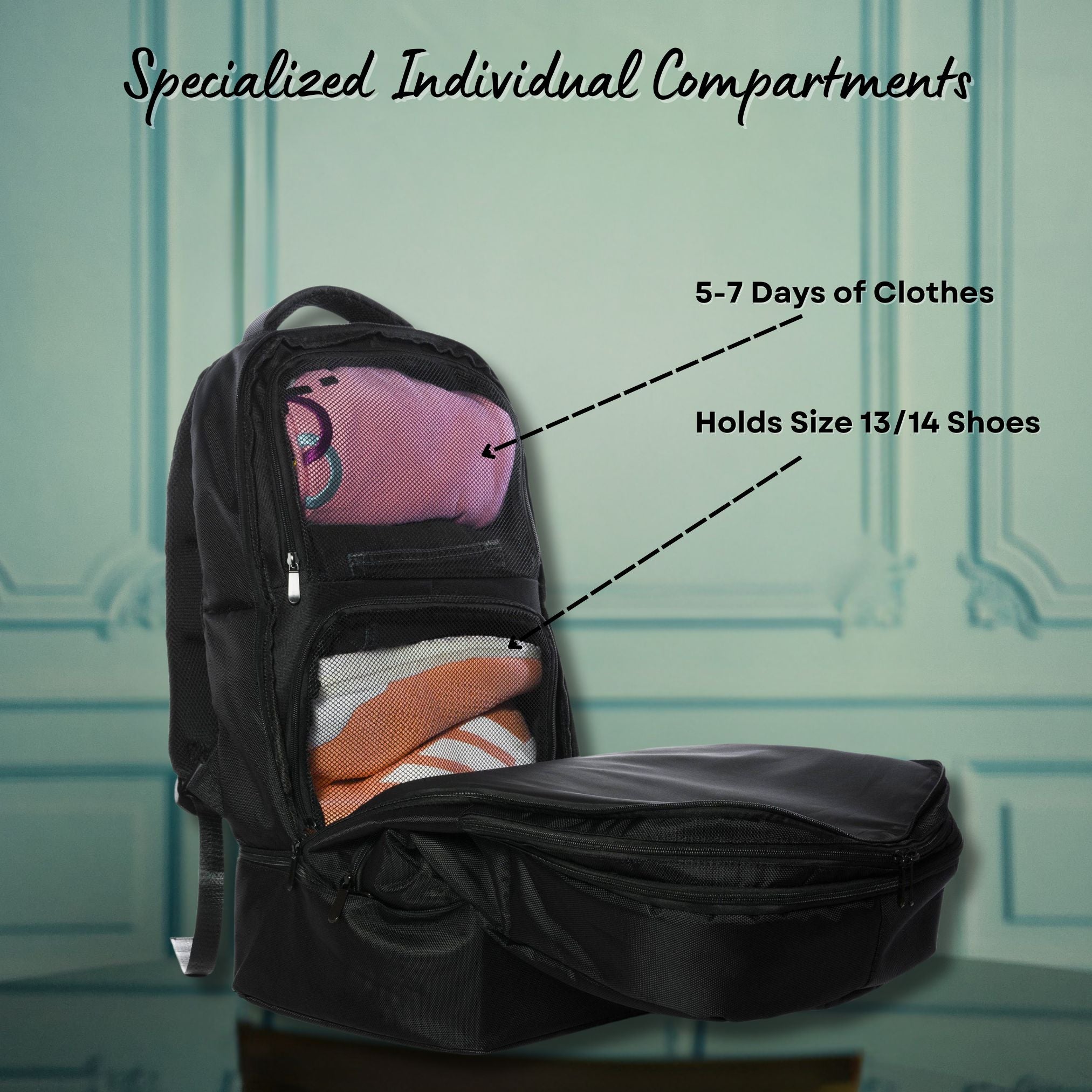 XL Polyester Travel Carry-On Luggage with Patented Design - Fits Size 17 Shoes | Perfect for Business Trips & Weekend Getaways