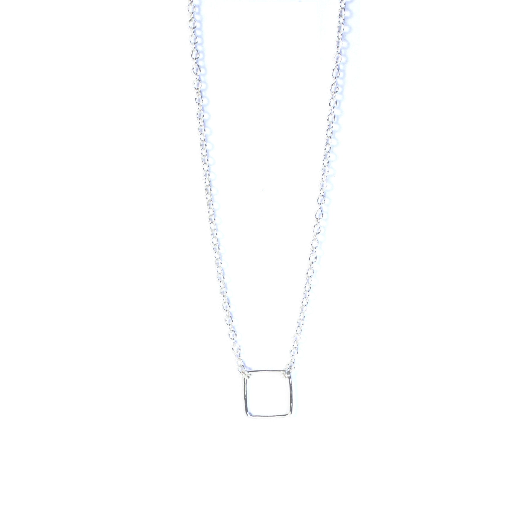 Sterling Silver Geometric Square Pendant Necklace - Elegant Minimalist Jewelry for Women, Perfect for Everyday Wear & Special Occasions