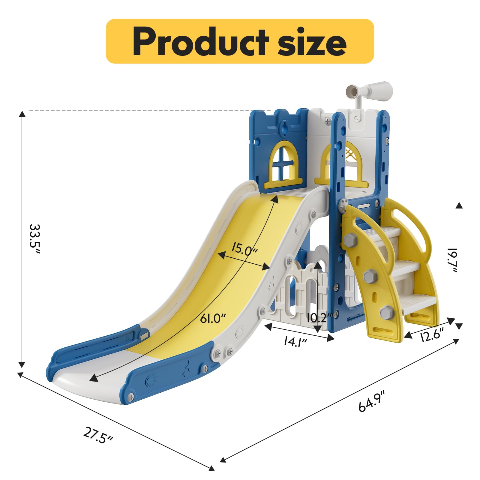 **Best Toddler Slide for Indoor & Outdoor Play - Kids Slide Playset with Storage & Non-Slip Steps - Safe & Fun Gift for Boys & Girls Ages 1-3 (Blue & Yellow) - Perfect for Backyards, Playrooms & Daycares**