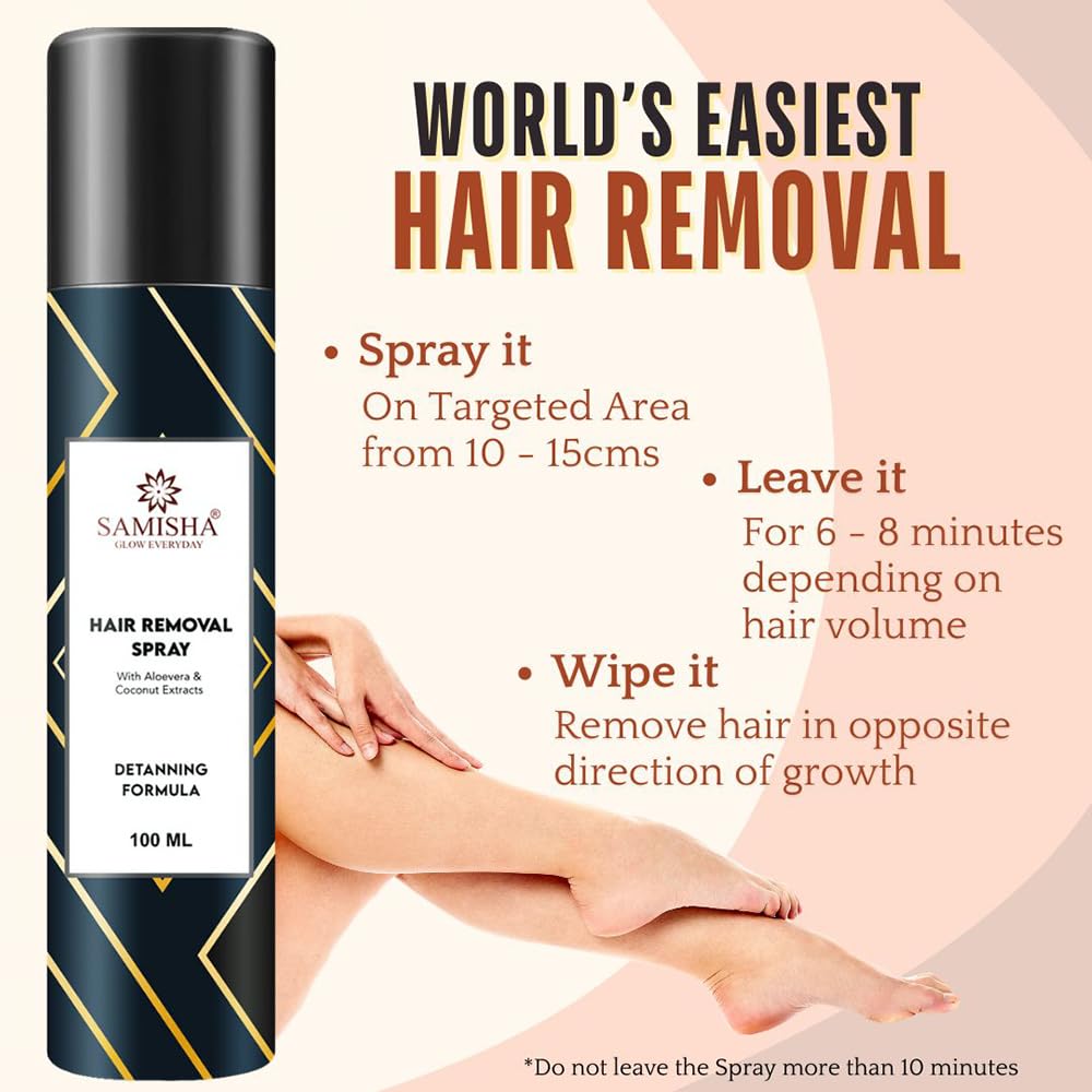 Samisha Hair Removal Spray for Women - Gentle & Effective Private Part Hair Remover | Instant Painless Hair Removal Cream | 1 Count | Perfect for Bikini Line, Underarms & Sensitive Skin Care