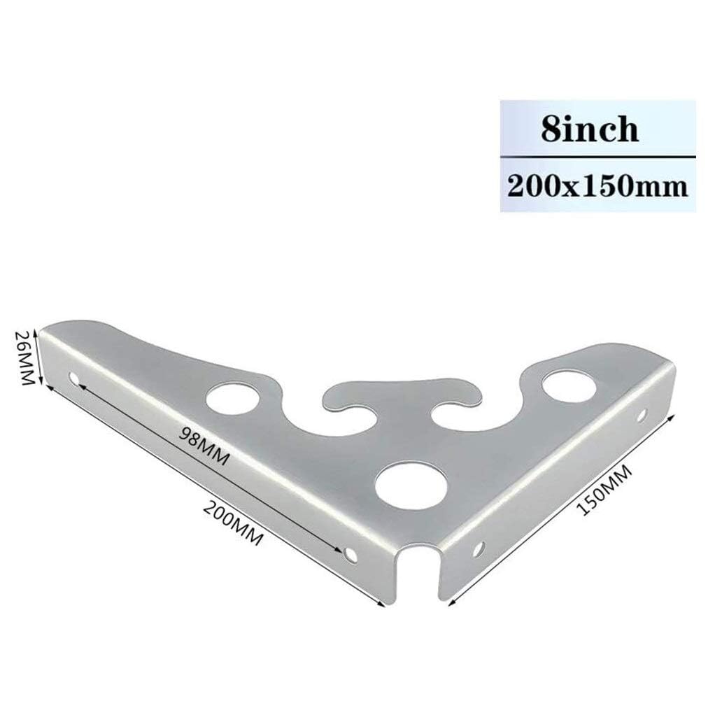 Heavy Duty Stainless Steel Shelf Brackets 8 Inch (20cm) - 1 Pair Floating Shelf Supports, Wall Mounted Right Angle Brackets for Home, Office, and Kitchen Storage Organization