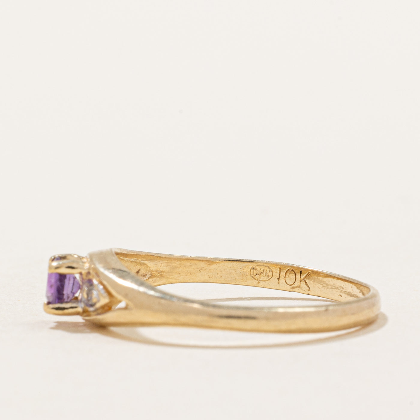 Amethyst and Diamond Ring - 0.15ct Center Stone with 0.01ctw Accents - Size 6.25 - Elegant Purple Gemstone Jewelry for Women - Perfect for Engagement, Anniversary & Special Occasions