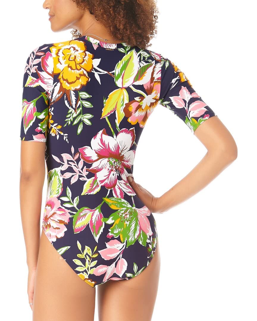 Anne Cole Women's Half-Sleeve Front-Zip One-Piece Swimsuit - Perfect for Beach, Pool & Vacation Wear