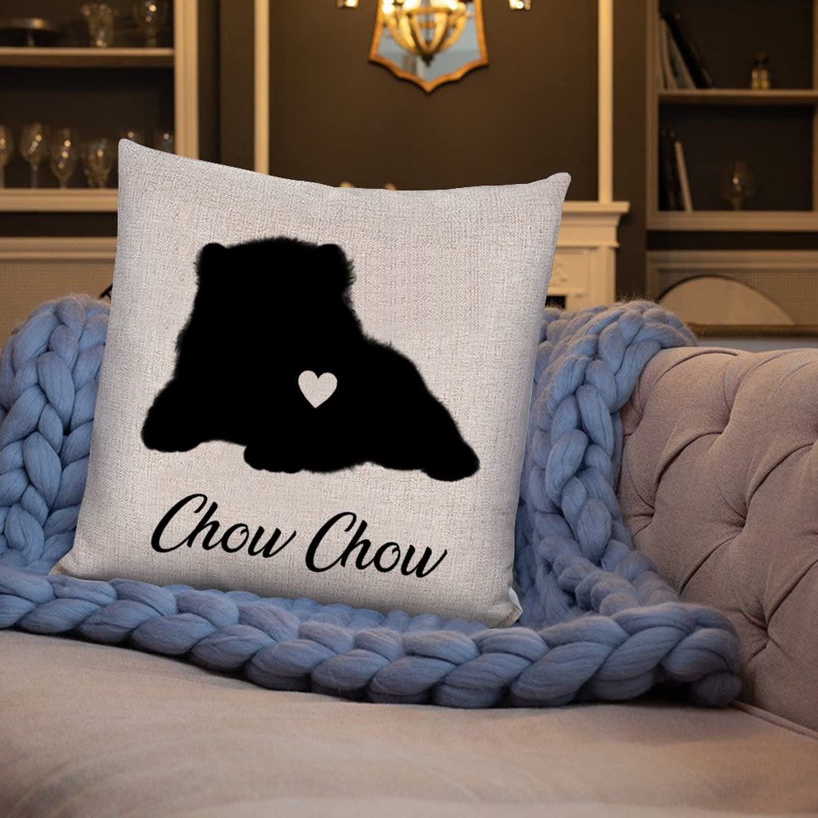 Funlucy Chow Chow Dog Throw Pillow Cover 16x16 Inches - Decorative Pet Pillow Case for Sofa, Couch, Bed & Car - Soft Cushion Cover for Home Decor & Gifts