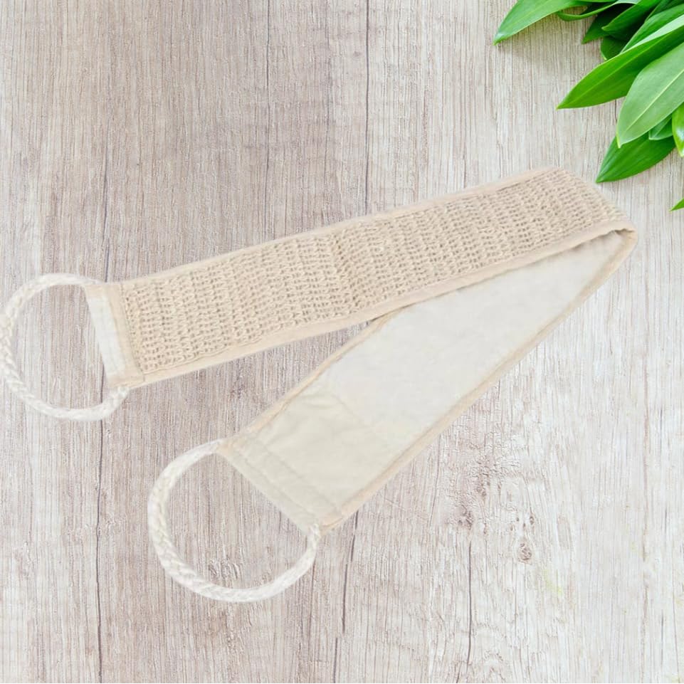 Natural Ramie Fiber Back Scrubbing Belt for Exfoliation - Removes Dead Skin Cells for Smooth & Glowing Skin - Shoulder, Neck & Back Scrubber for Bath & Shower - Perfect for Spa, Travel & Home Use