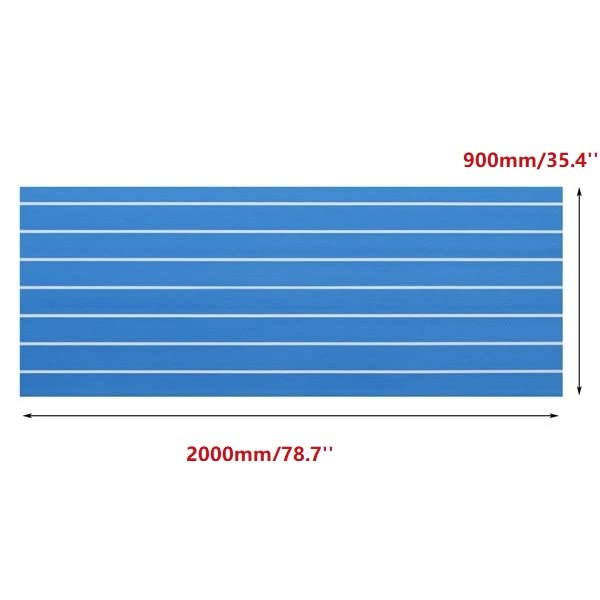 LLBB Blue with White Lines EVA Foam Faux Teak Decking Sheet - Non-Slip Self-Adhesive Boat Flooring Pad for Yacht & Marine Use | Waterproof Deck Mat for Boats, Pools, RV & Outdoor Spaces
