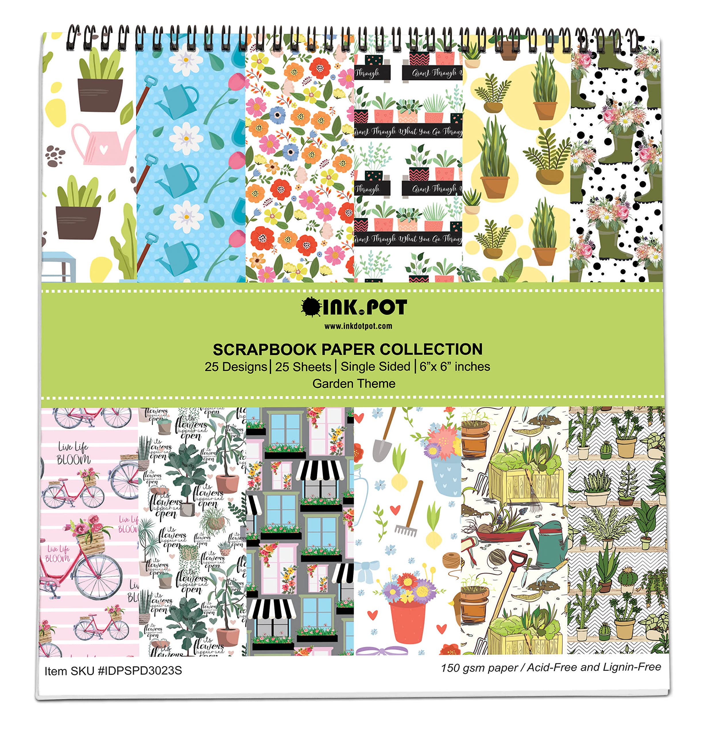 25 Sheets Garden Theme Scrapbook Paper Pad 6x6 Inch - Single-Sided Colorful Cardstock for DIY Scrapbooking, Card Making, Journaling & Craft Projects - Floral Decorative Background Paper for Albums, Invitations, Gift Tags & Home Decor