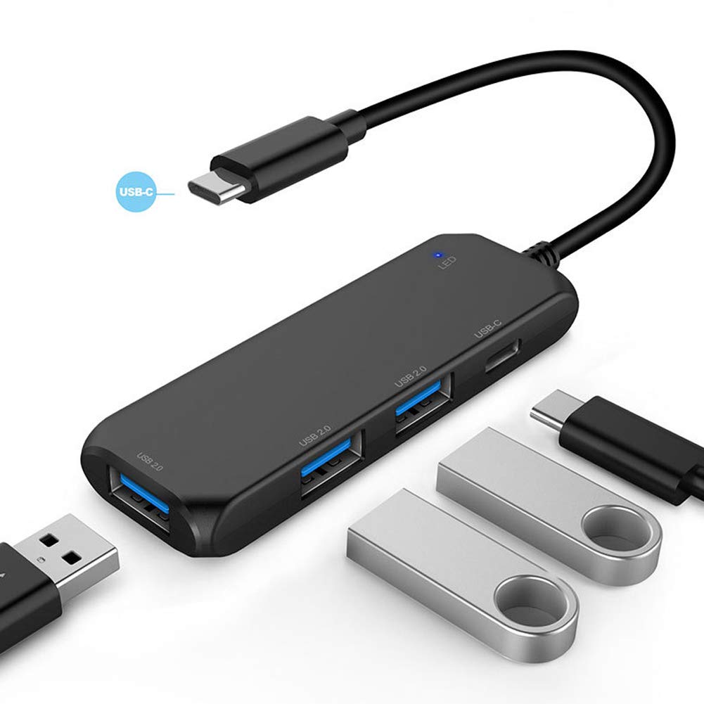 4-in-1 USB C Hub Adapter with 4 Ports - USB 2.0/1.2/1.0 Compatible for Mouse, Keyboard, USB Fan & More - Perfect for Laptop, Desktop & Office Workspace Expansion