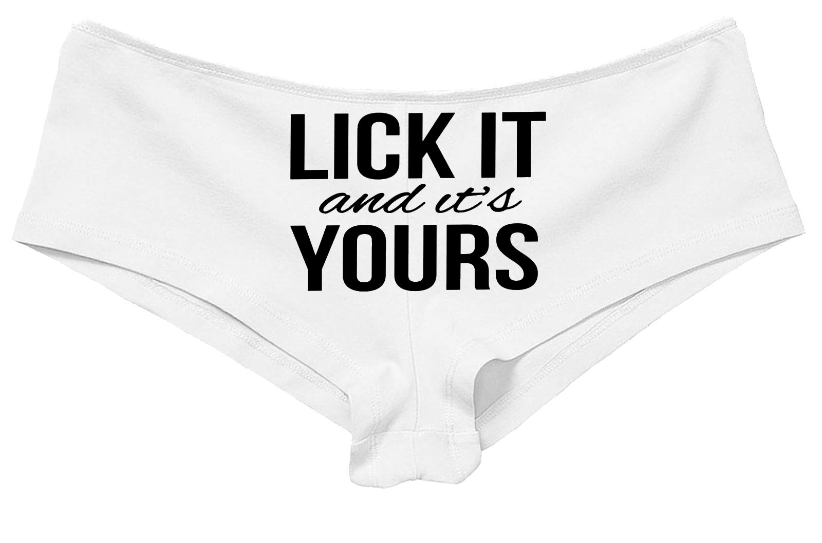 Knaughty Knickers Funny Oral Sex Underwear - Lick It & It's Yours - White Lingerie for Couples & Role Play