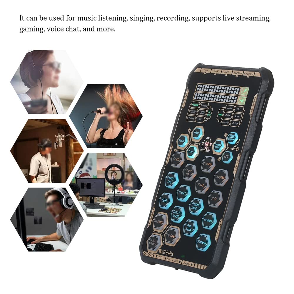 Professional DSP Sound Card - Portable Audio Mixer with Voice Changer Effects for Phone & Computer | Perfect for Live Streaming, Podcasting & Gaming (Handheld Outdoor Device)
