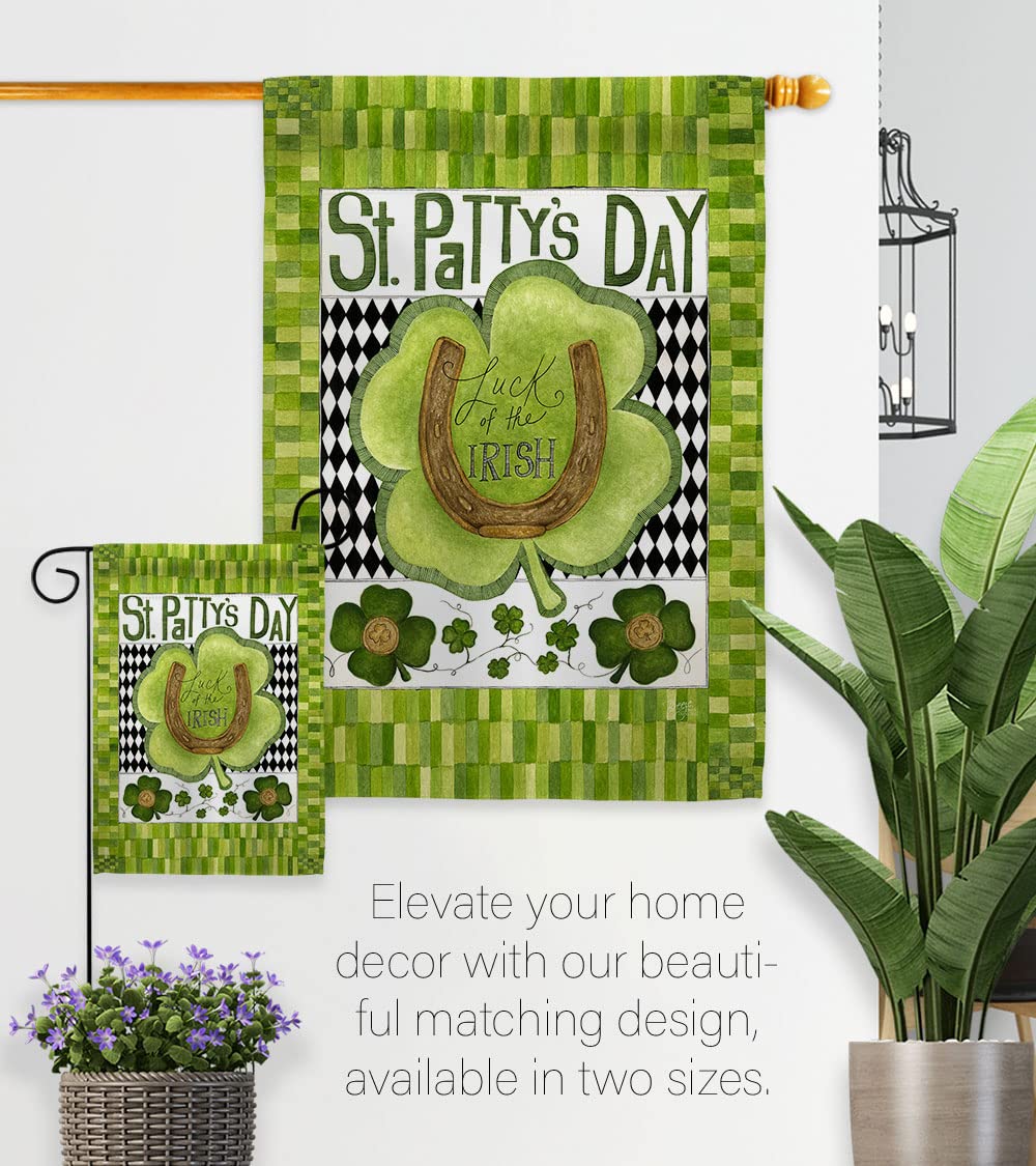 Luck of The Irish Clover St Patrick's Garden Flag 13x18.5