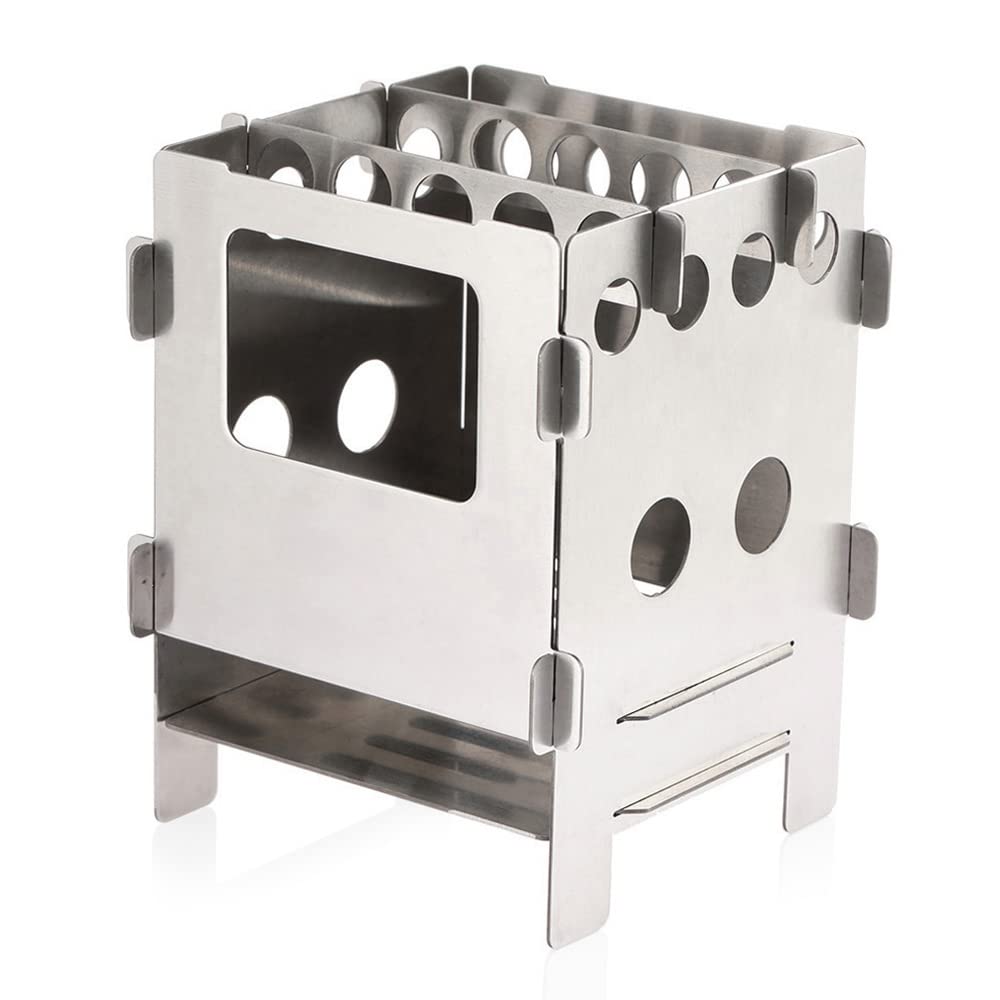 Berdo Portable Wood Stove - Lightweight Stainless Steel Folding Camping Stove for Outdoor Cooking, Picnic & Backpacking | Perfect for Camping, Hiking, Emergency Preparedness & Survival Kits | Ideal for Wilderness Adventures, Beach BBQs and Power Outages