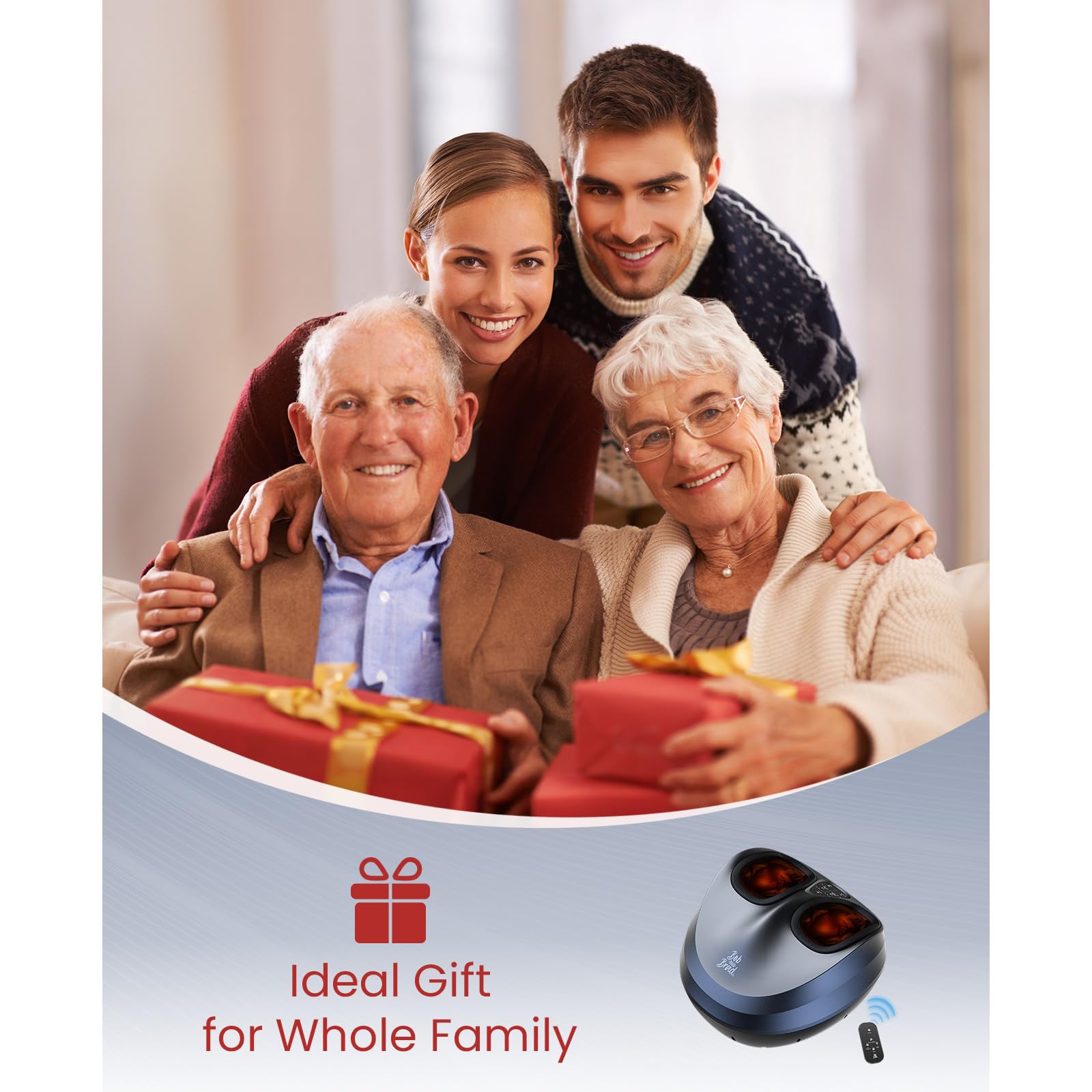BOB AND BRAD Electric Shiatsu Foot Massager with Heat - Deep Kneading, 4 Intensity Levels, Remote Control - FSA & HSA Eligible - Relieves Plantar Fasciitis, Neuropathy Pain - Perfect for Home Relaxation & Foot Therapy After Workout or Long Day