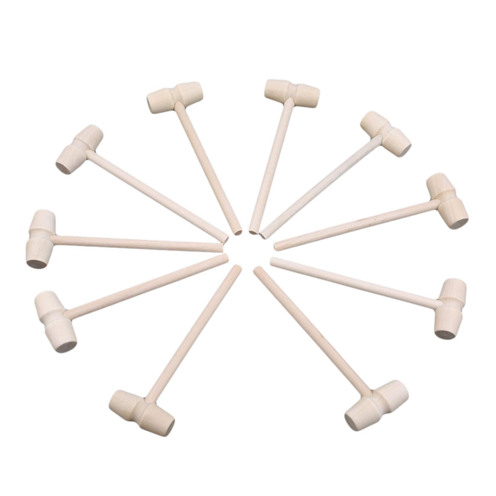 ZALING 10 Pcs Mini DIY Wooden Hammer Toy Set - Creative Mallet & Gavel for Kids Educational Play, Family Decor & Pretend Courtroom Games