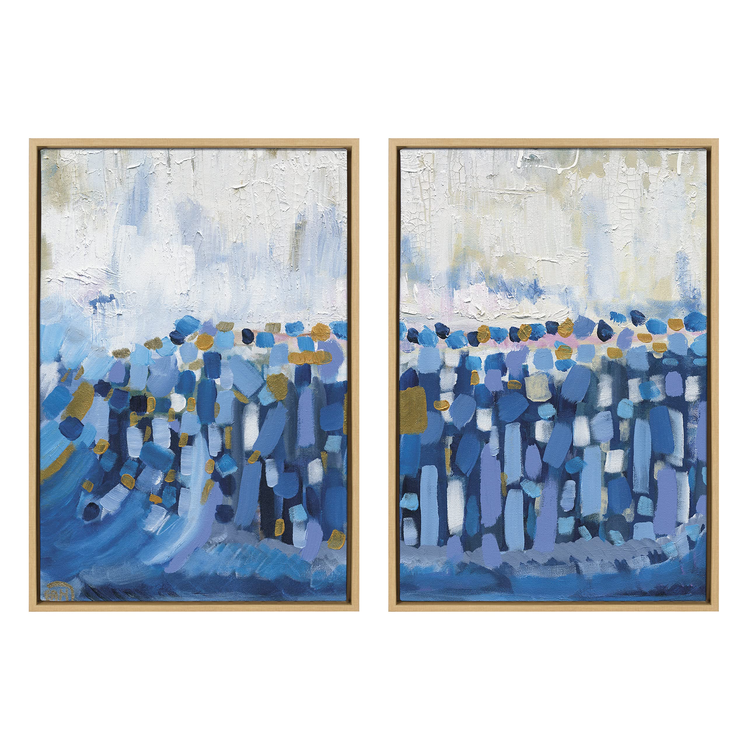 Kate & Laurel Sylvie Queen Elizabeth II Framed Canvas Wall Art by Leah Nadeau - 2 Piece 23x33 Natural Modern Abstract Art Set for Living Room, Bedroom & Office Decor