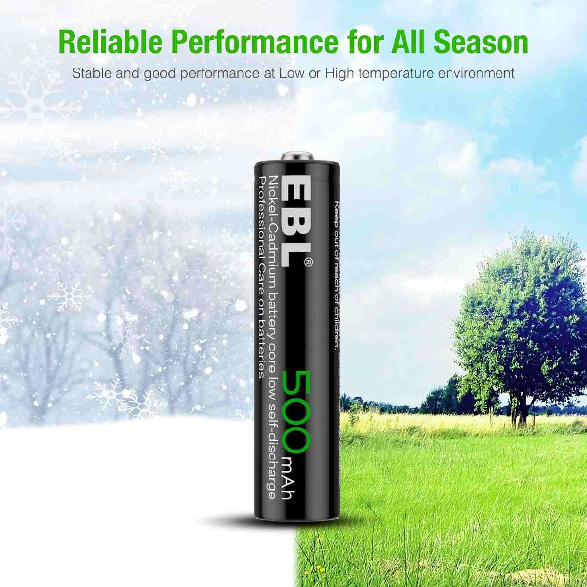 EBL AAA Ni-Cd Rechargeable Batteries 1.2V 500mAh - Long Lasting Power for Toys, Flashlights & Electronics | Eco-Friendly Rechargeable Battery Pack