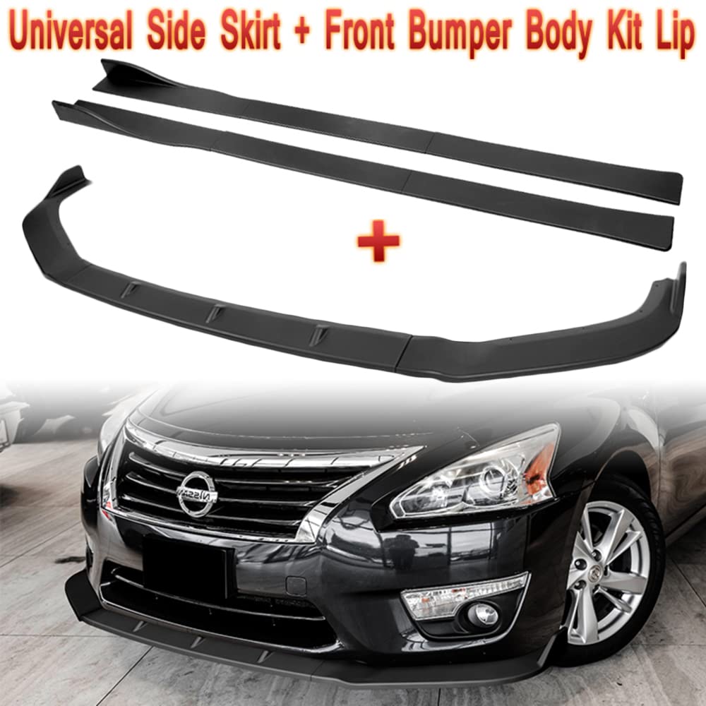 Q1-TECH 9-Piece Front Bumper Lip & Side Skirt Extensions Diffuser Body Kit for 2013-2015 Nissan Altima Sedan - Unpainted Matte Black Spoiler & Air Chin Splitter - Perfect for Car Customization & Street Style Enhancement