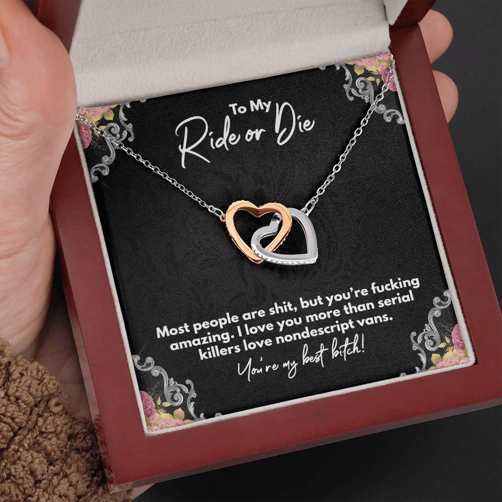 My Ride or Die Sister Necklace - Best Friend Heart Jewelry Gift for Unbiological Sisters | Perfect for Birthdays, Anniversaries & Friendship Day