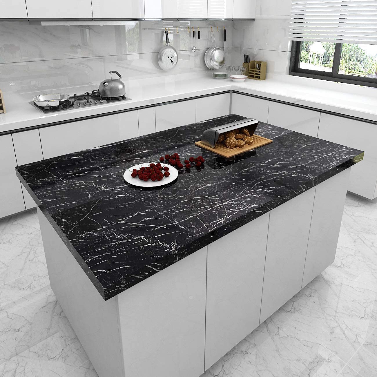 Vaidika Premium Kitchen Foil Stickers - Oil Proof Aluminum Wallpaper Roll for Kitchen Slab & Walls (2M Black) - Perfect for Backsplash Protection & Stylish Kitchen Decor