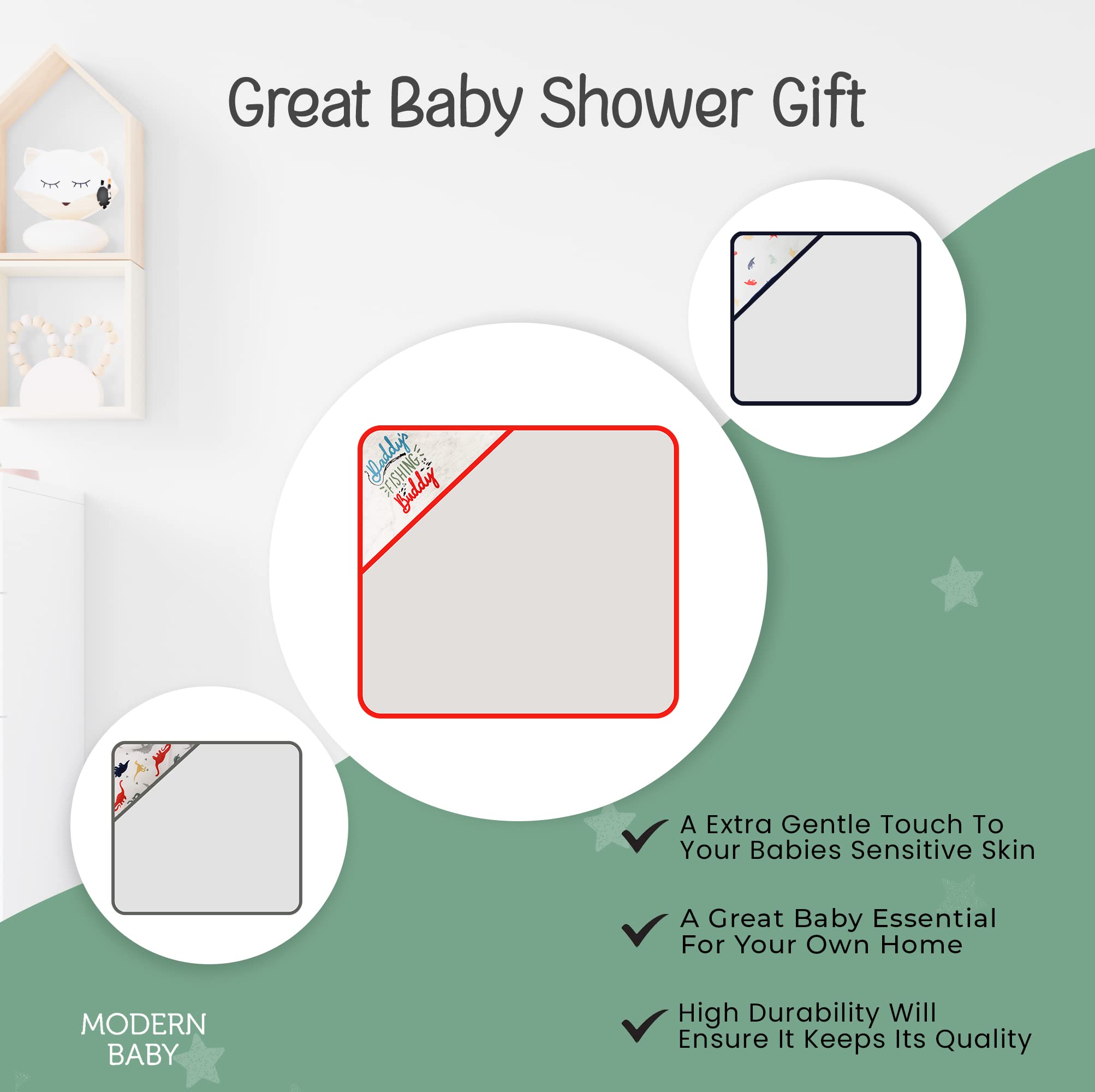 **Modern Baby 3-Pack Hooded Bath Towel Set for Newborns, Infants & Toddlers – Soft & Absorbent Baby Hooded Towels for Boys & Girls – Perfect for Bath Time, Swimming & Spa**