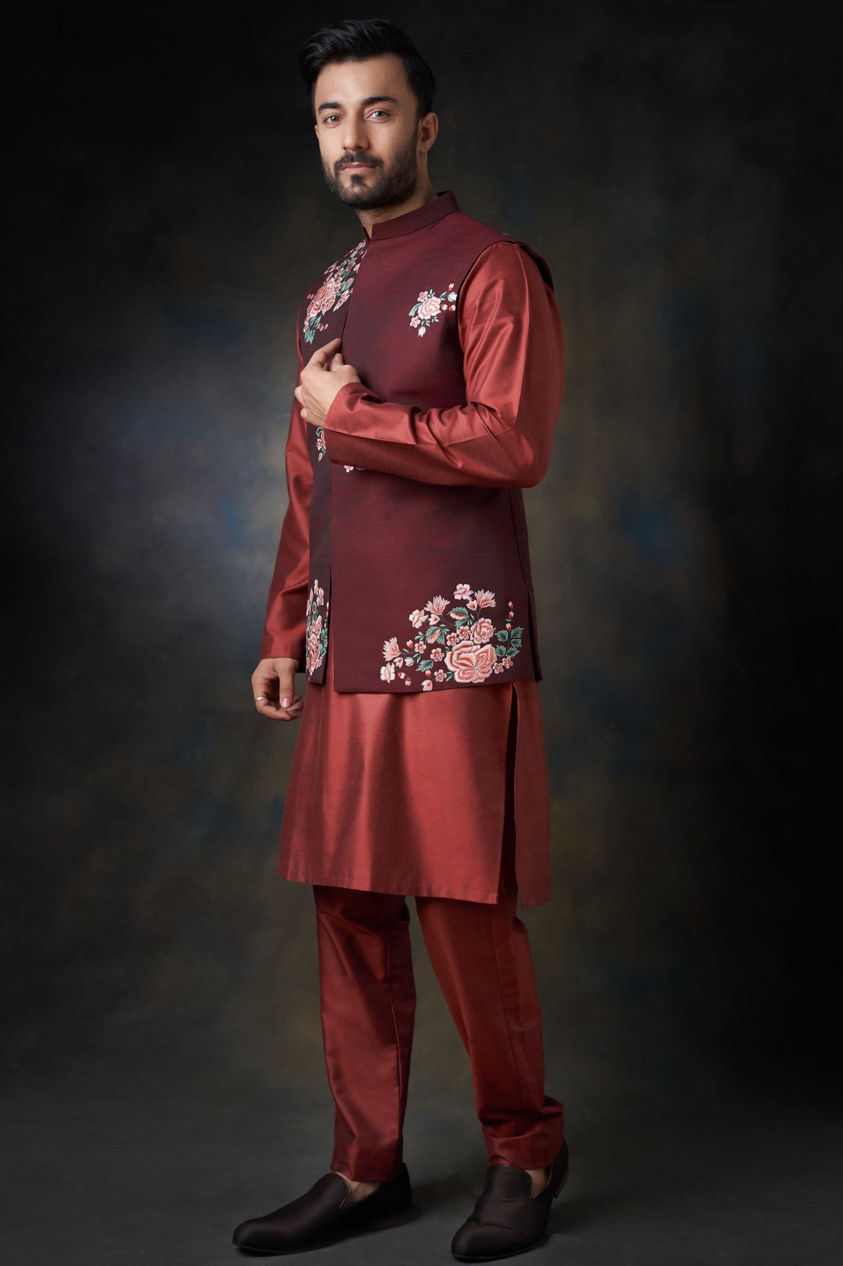 Handcrafted Embroidered Waistcoat for Women - Deep Maroon Vintage Vest - Perfect for Weddings, Parties & Special Occasions