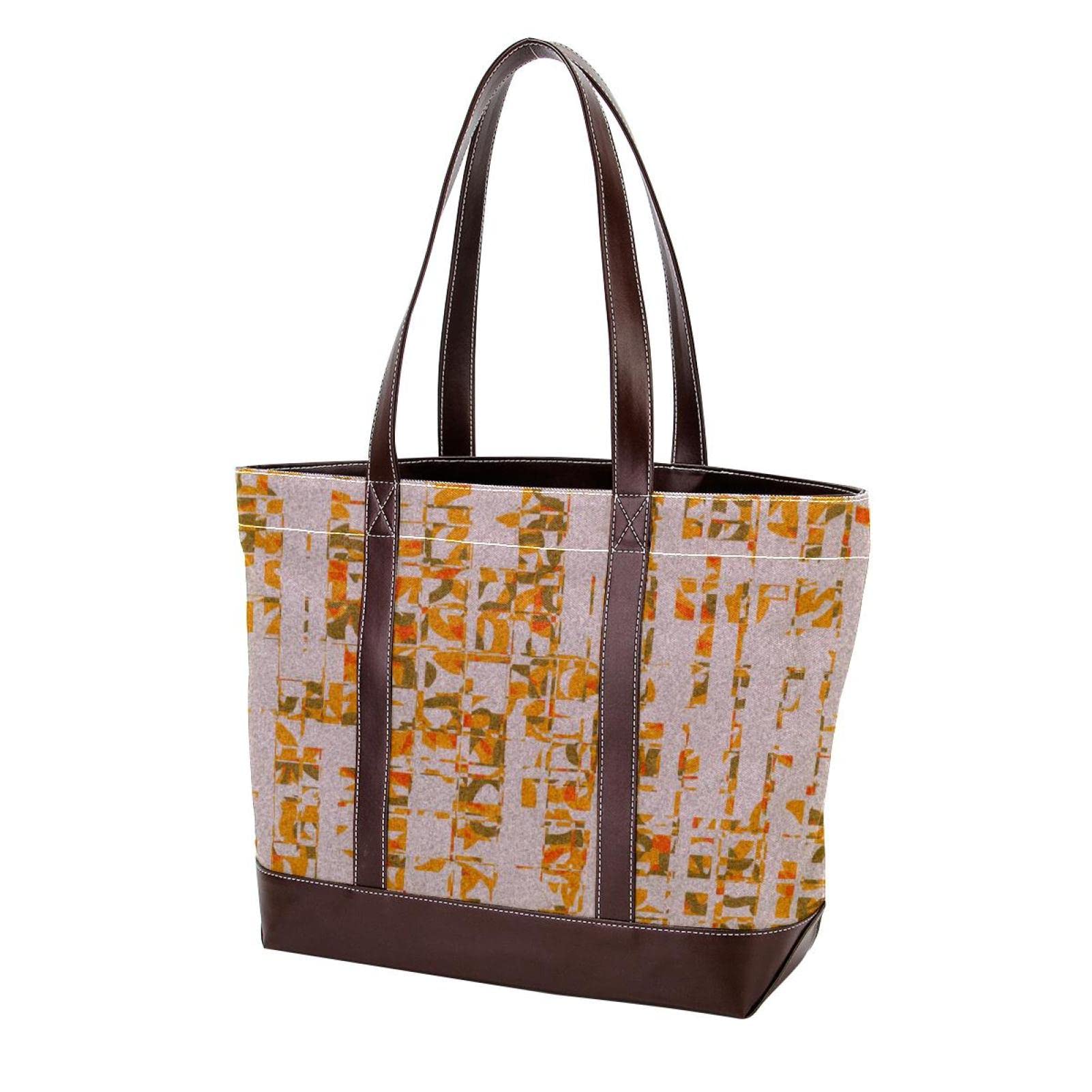 Stylish Orange Abstract Art Tote Bag for Women - Large Beach Bag, Laptop Shoulder Bag with Zipper - Perfect for Work, Travel & Shopping