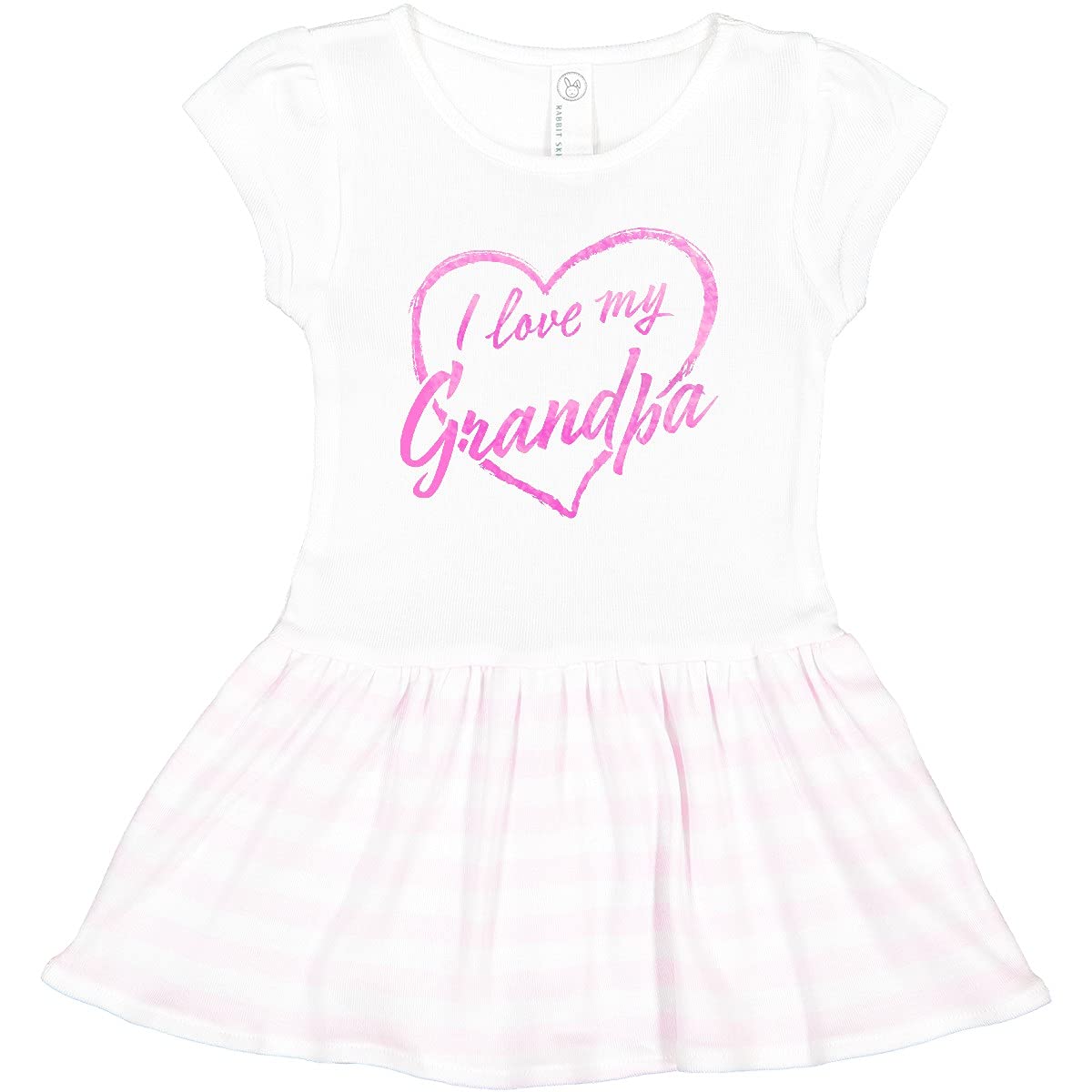 Inktastic I Love My Grandpa Toddler Dress - Pink Chalk Heart Design | Cute Grandparents Day Outfit for Baby Girls | Perfect for Family Photos, Birthday Parties & Special Occasions
