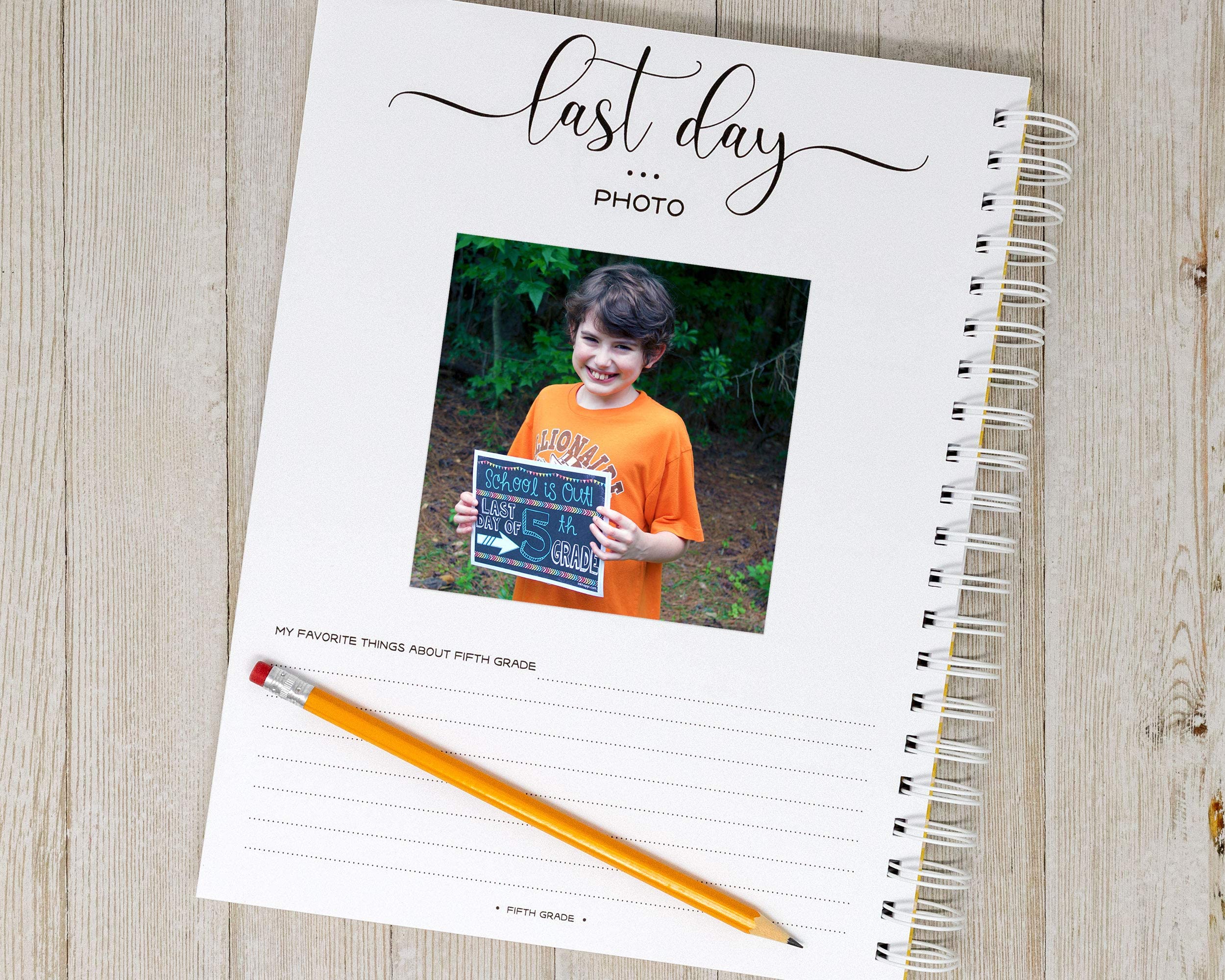 Personalized School Memory Book - Hard Cover Scrapbook with Custom Name - Gold Doodles Design for Kids' School Days Keepsake - Perfect for Preschool, Kindergarten & Elementary Yearbook Gifts