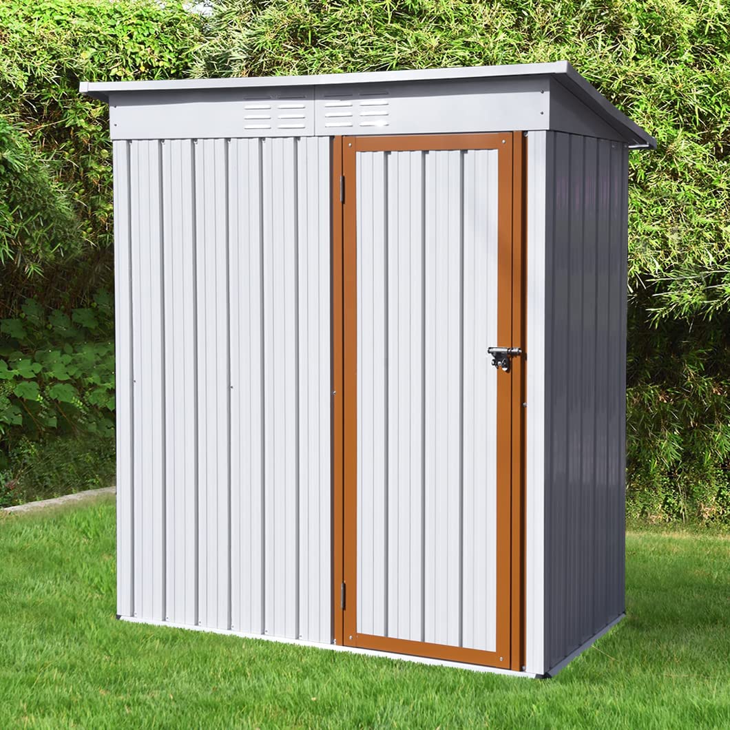 5x3 FT Outdoor Storage Shed - Waterproof Metal Garden Shed with Lockable Door for Backyard, Patio & Lawn Equipment (No Floor Included) | Perfect for Storing Lawn Mowers, Bikes & Outdoor Tools