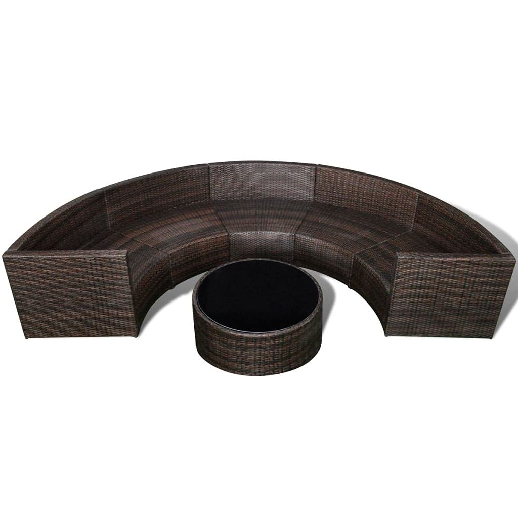 2-Piece Outdoor Conversation Set with Washable Cushion Covers - Brown Poly Rattan Garden Lounge Furniture for Patio, Deck, or Backyard Relaxation