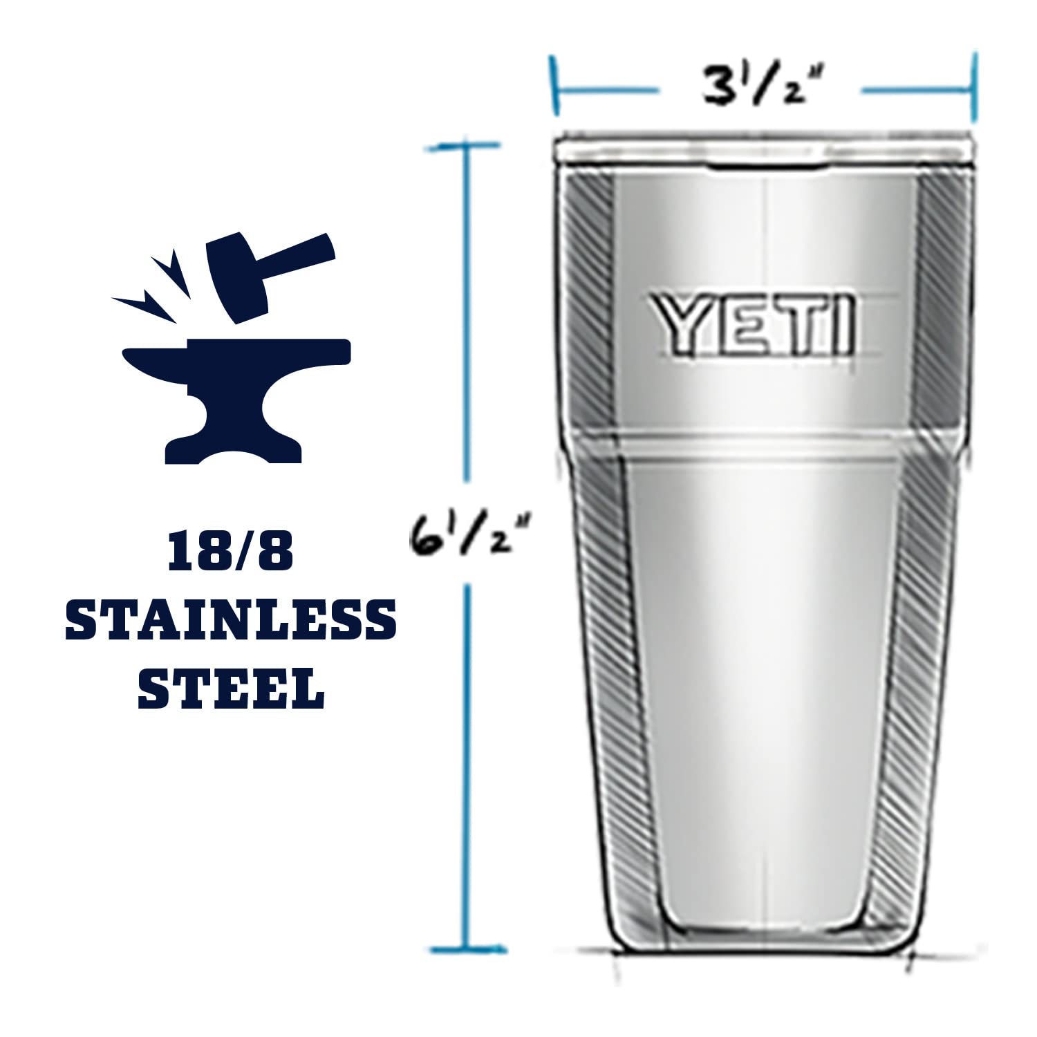 YETI Rambler Stackable Pint - Vacuum Insulated Stainless Steel Tumbler with MagSlider Lid | Perfect for Beer, Cocktails & Outdoor Adventures