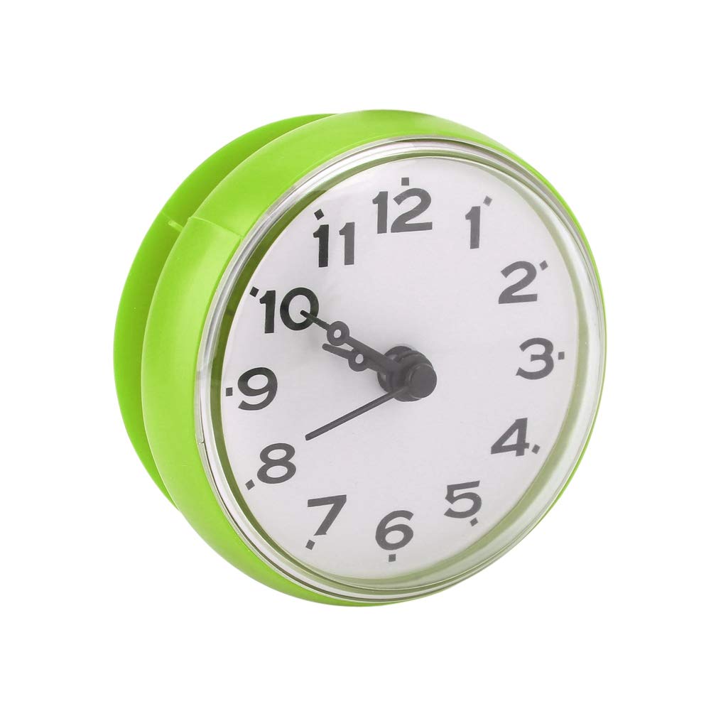 Waterproof Shower Clock - Silent Non-Ticking Bathroom & Kitchen Wall Clock with Suction Cup (Green) - Perfect for Bathrooms, Showers, Kitchens & High Humidity Areas