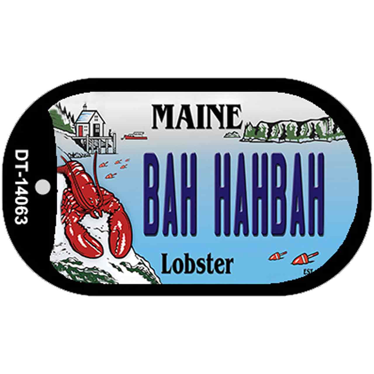 Bah Hahbah Maine Lobster Novelty Metal Dog Tag Necklace - Unique Coastal Jewelry for Men & Women - Perfect for Beach Vacations, Seafood Lovers & New England Souvenirs