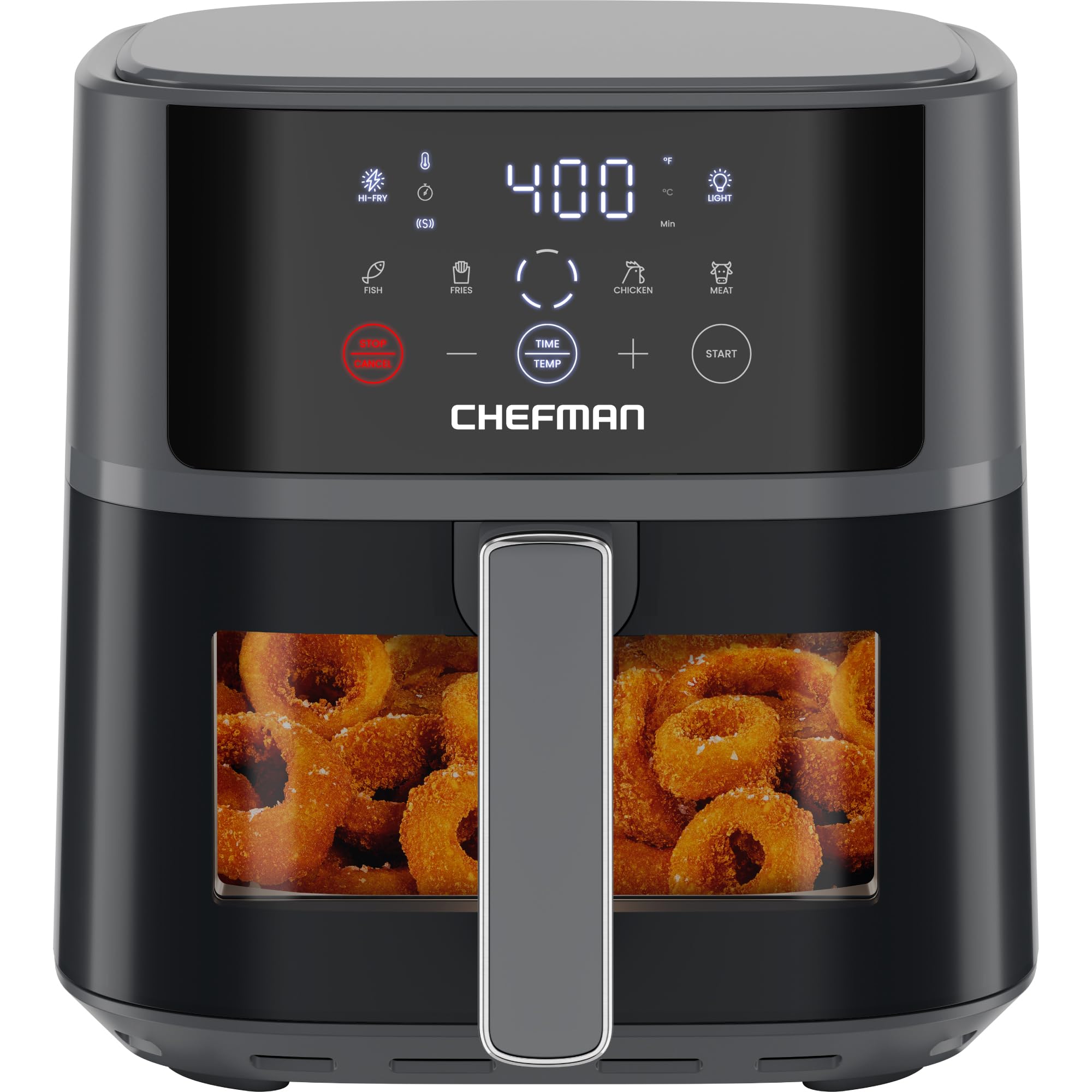 Chefman 6 QT Compact Air Fryer with Hi-Fry Technology - Extra Crispy Results, Easy-View Window, 4 Preset Touch Controls, Nonstick Dishwasher-Safe Basket - Perfect for Quick Meals, Snacks & Healthy Cooking (Grey)