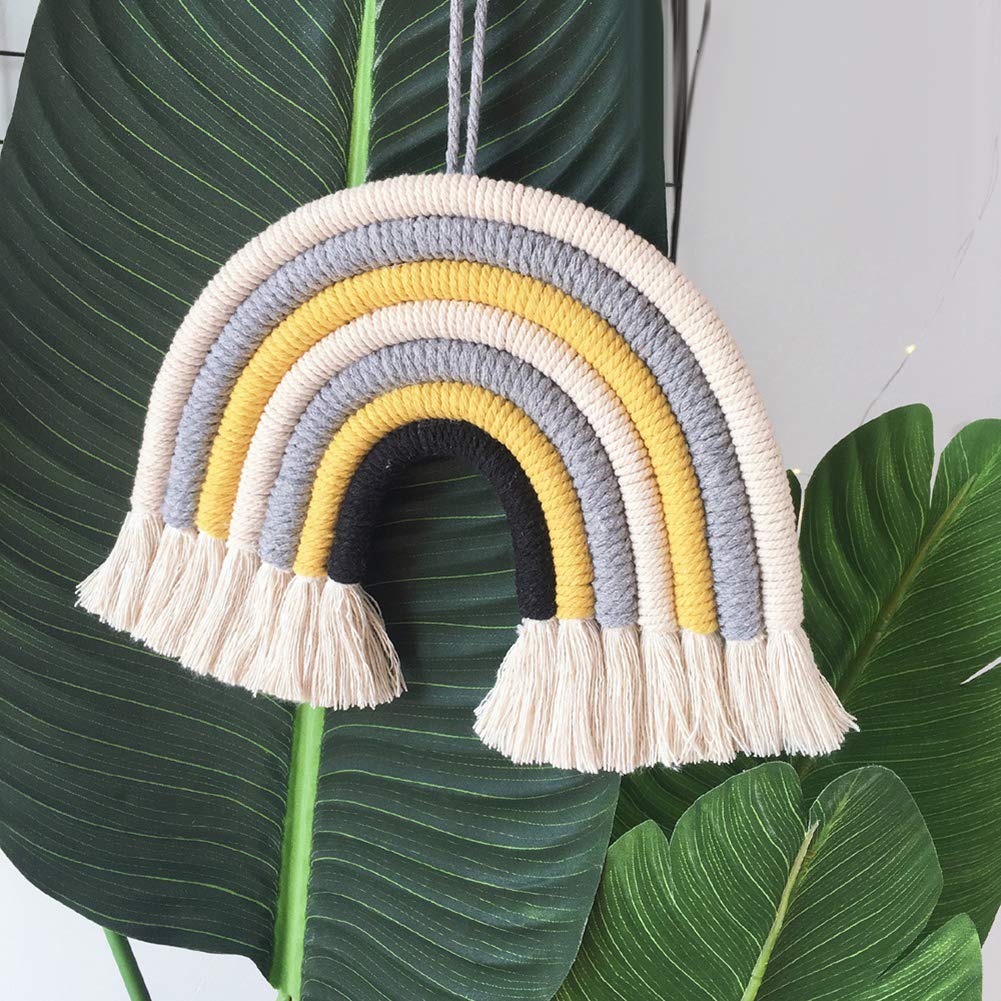 Handmade Macrame Rainbow Wall Hanging - Boho Woven Tapestry for Nursery, Kids Room & Living Room Decor | Chic Home Decoration for Apartments, Bedrooms & Playrooms - Perfect for Baby Showers & Boho-Themed Spaces
