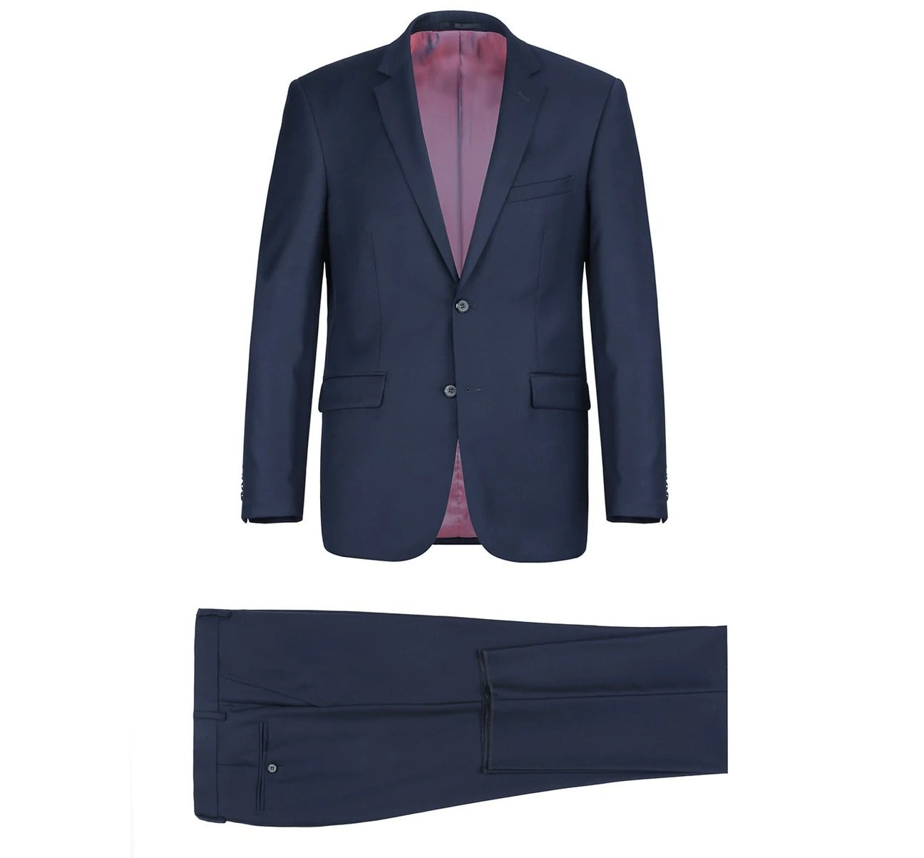 Alessandro Vitello by Renoir Navy Blue 2-Piece Classic Fit Notch Lapel Wool Suit for Men | Business Attire & Formal Occasions