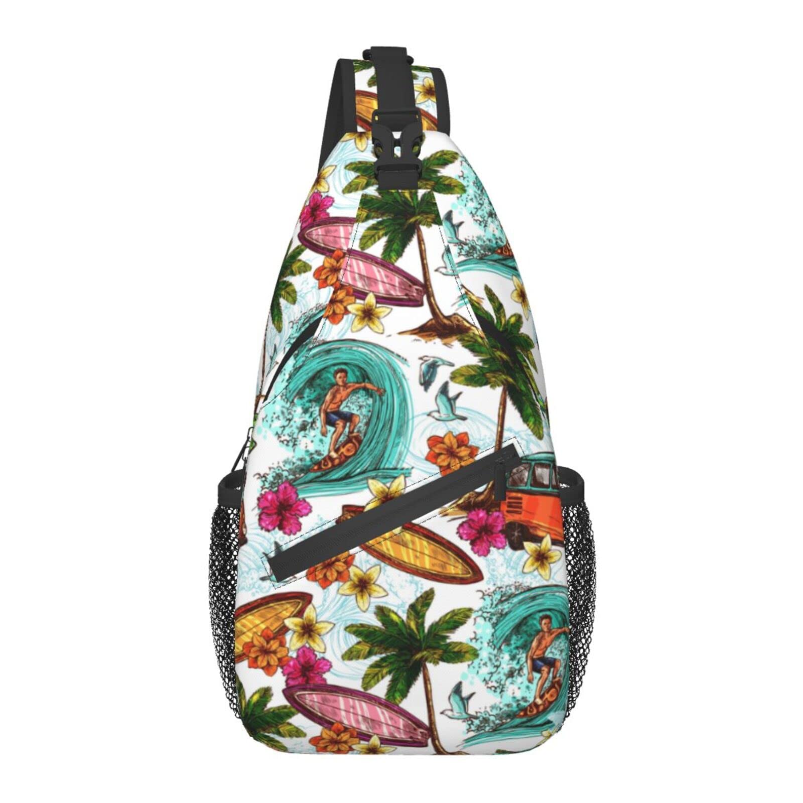 Hawaiian Floral Sling Bag - Travel Hiking Backpack for Women & Men | Beach Outing & Festival Essential
